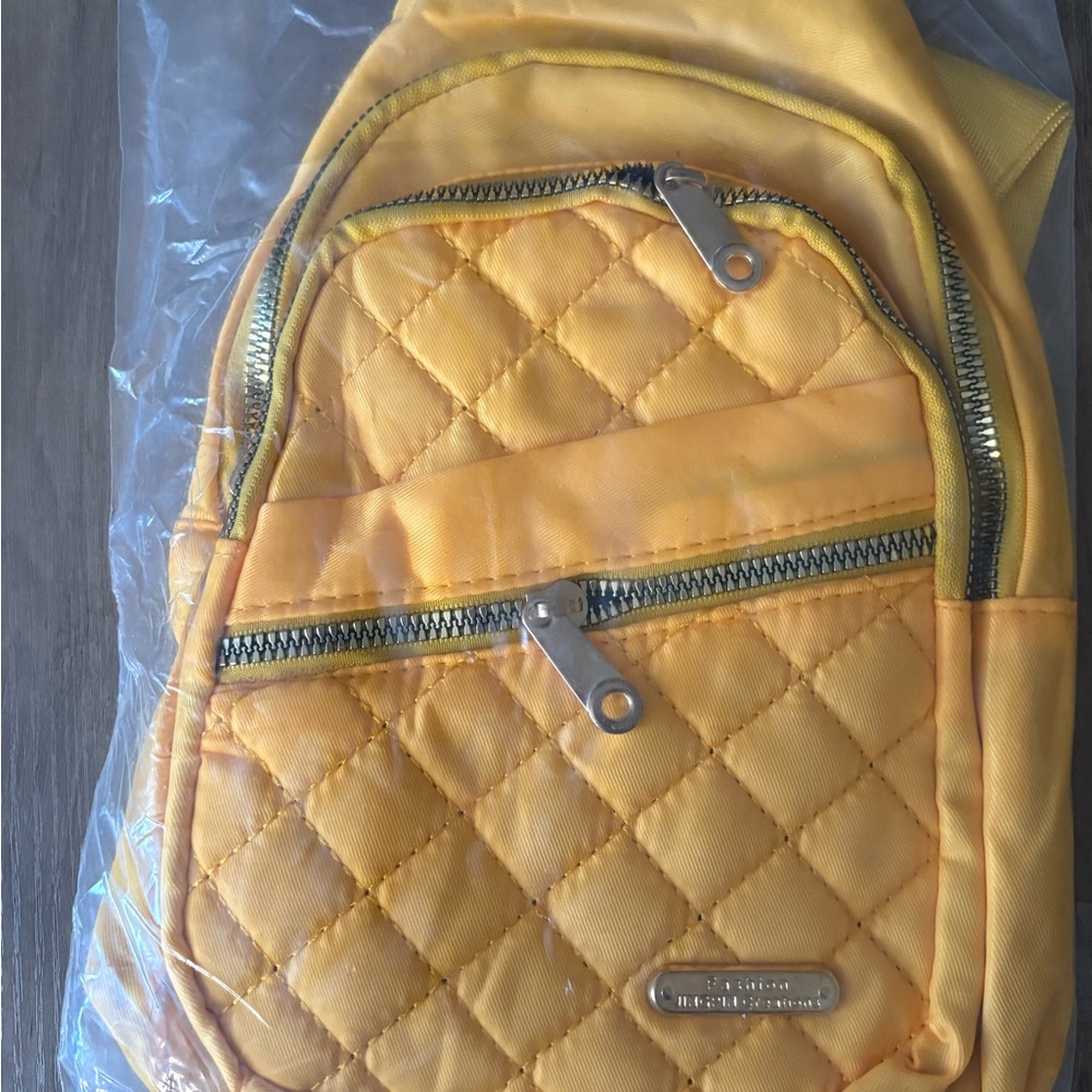 Yellow Quilted Backpack